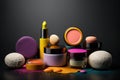 Various beauty products on a dark background Royalty Free Stock Photo