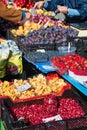 Various berries in a street food market Royalty Free Stock Photo