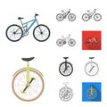 Various bicycles cartoon,black,flat,monochrome,outline icons in set collection for design. The type of transport vector Royalty Free Stock Photo