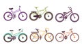 Various Bicycles Collection, Bikes with Different Frames, Ecology Transport Vector Illustration on White Background