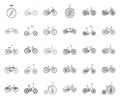 Various bicycles mono,outline icons in set collection for design. The type of transport vector symbol stock web