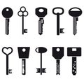 Various black keys symbols for open a lock eps10 Royalty Free Stock Photo