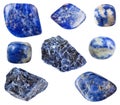 Various blue Sodalite gemstones isolated on white Royalty Free Stock Photo