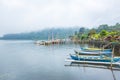 Various boat services for recreation at Pura Ulun Danu Bratan, bali, indonesia Royalty Free Stock Photo