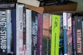 Various books in a mini library in a beach resort in Indonesia, Bintan Indonesia, December 16, 2018