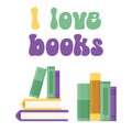 various books for reading, a textbook for students, a book store, libraries. vector