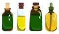 Amla, castor and jojoba oil in different glass vials