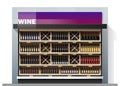 Various bottles of wine display on shelf in supermarket Royalty Free Stock Photo