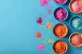 Various bowls filled with different colored powders, ideal for design projects Royalty Free Stock Photo
