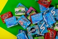 Various brand chewing gum brands Orbit, Extra, Eclipse, Freedent, Wrigley, Spearmint, Trident, Stride lot of chewing gum packages