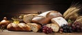 Various Bread Loaves Arranged on a Wooden Table Royalty Free Stock Photo