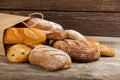Various bread loaves in bag Royalty Free Stock Photo