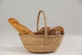 Various bread loaves in basket Royalty Free Stock Photo