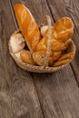 Various bread loaves in basket Royalty Free Stock Photo