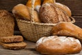 Various bread loaves in basket Royalty Free Stock Photo