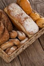 Various bread loaves in basket Royalty Free Stock Photo