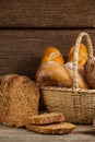 Various bread loaves in basket Royalty Free Stock Photo