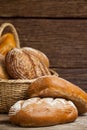 Various bread loaves in basket Royalty Free Stock Photo