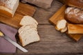 Various bread loaves with slices Royalty Free Stock Photo