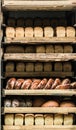 Various bread type on shelf. Royalty Free Stock Photo