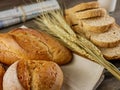 Assorted breads and milk Royalty Free Stock Photo