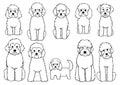 Cartoon doodle dogs sitting line art bundle