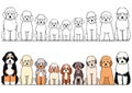 Cartoon doodle dogs border set