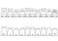 Various breeds of pigs front and back border set