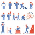 Various Building and Demolition Character Icons Royalty Free Stock Photo