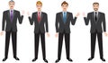Executive Businessman Set, Various Businessman Standing Front View - Vector Illustration