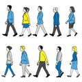 Various businesspeople walking character vector