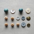 Row has additional wooden beads and a smaller, four-hole button in dark Royalty Free Stock Photo