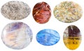 Various cabochon gem stones isolated on white