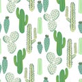 Various cacti desert vector seamless pattern. Abstract thorny plants nature fabric print.