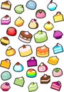 Various Cake Illustration in White Background