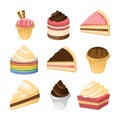Various Cake And Sweet Illustration Design Set