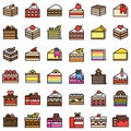 Various cake vector icon set, filled style