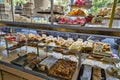 Cakes and Pastries in Front Window of Greek Cake Shop Royalty Free Stock Photo