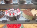 Singapore Cakes on sale in display shelf Royalty Free Stock Photo