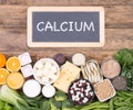 Calcium food sources, top view Royalty Free Stock Photo