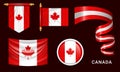 Various Canada flags set isolated