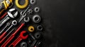 various car repairing tools for car repair advertisment background Royalty Free Stock Photo