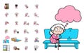 Various Cartoon Old Granny - Set of Concepts Vector illustrations