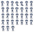 Various Cartoon Policeman Cop Poses - Set of Vintage Concepts Vector illustrations Royalty Free Stock Photo