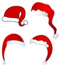 Various Cartoon Santa Claus Hats Isolated