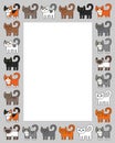 Various cats border frame. Cute and funny cartoon kitty cat vector illustration set with different cat breeds. Kids and Cute Carto