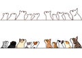 Cats looking up profile border set