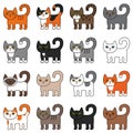 Various cats seamless pattern. Cute and funny cartoon kitty cat vector illustration different cat breeds. Royalty Free Stock Photo