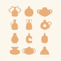 Various ceramic beige vases, different editable shapes.