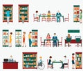 Various character of people in Bookstore or library